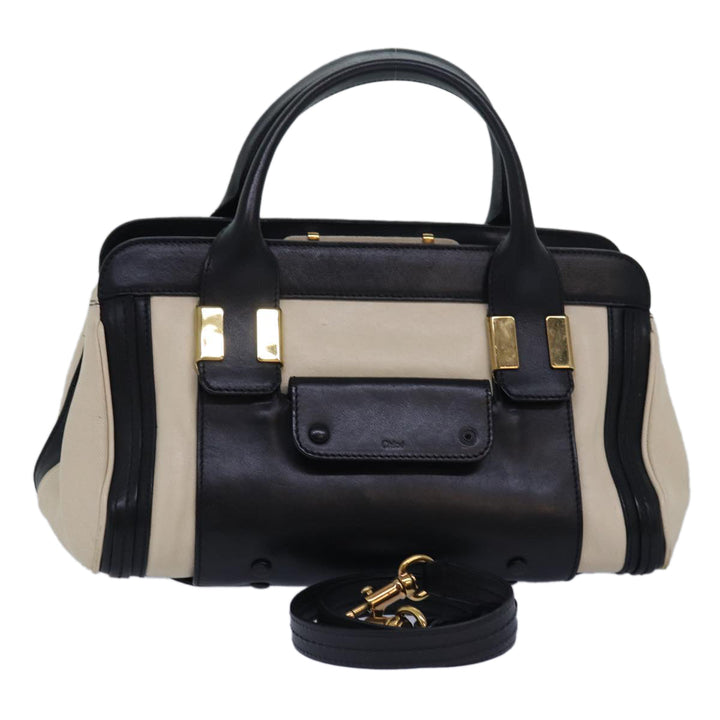 Chloe Hand Bag Leather 2way Beige Black bs15698