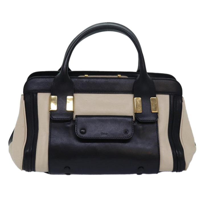 Chloe Hand Bag Leather 2way Beige Black bs15698