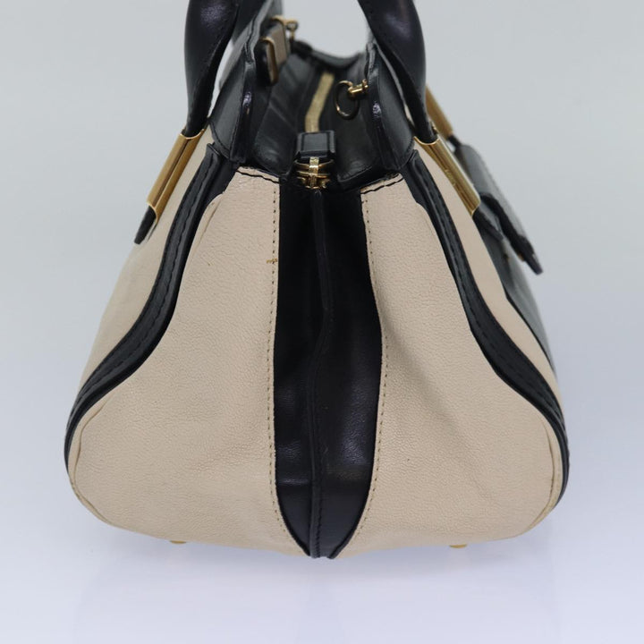 Chloe Hand Bag Leather 2way Beige Black bs15698