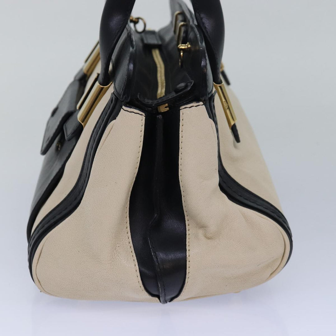 Chloe Hand Bag Leather 2way Beige Black bs15698