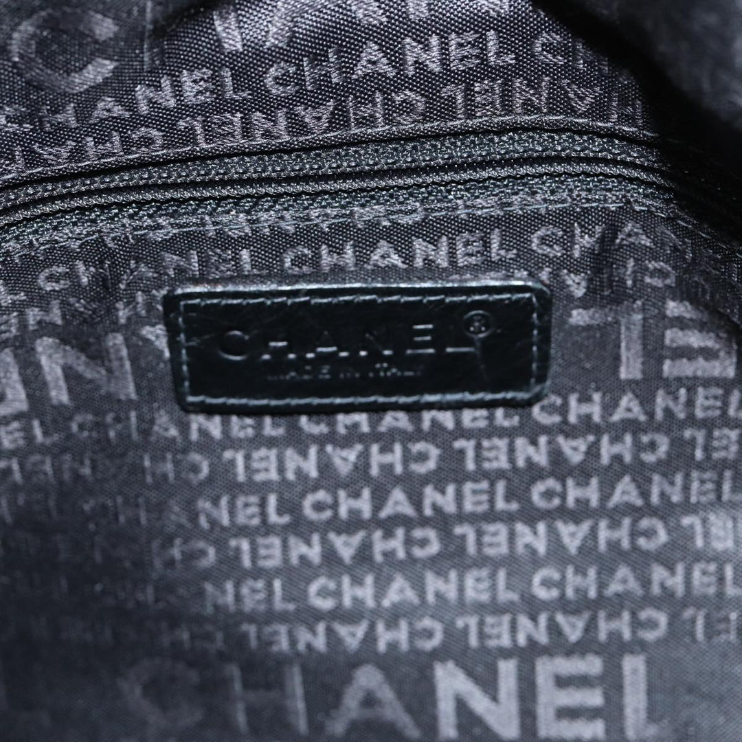 Top Quality Chanel Choco Bar Hand Bag Enamel Black CC Auth bs15702
