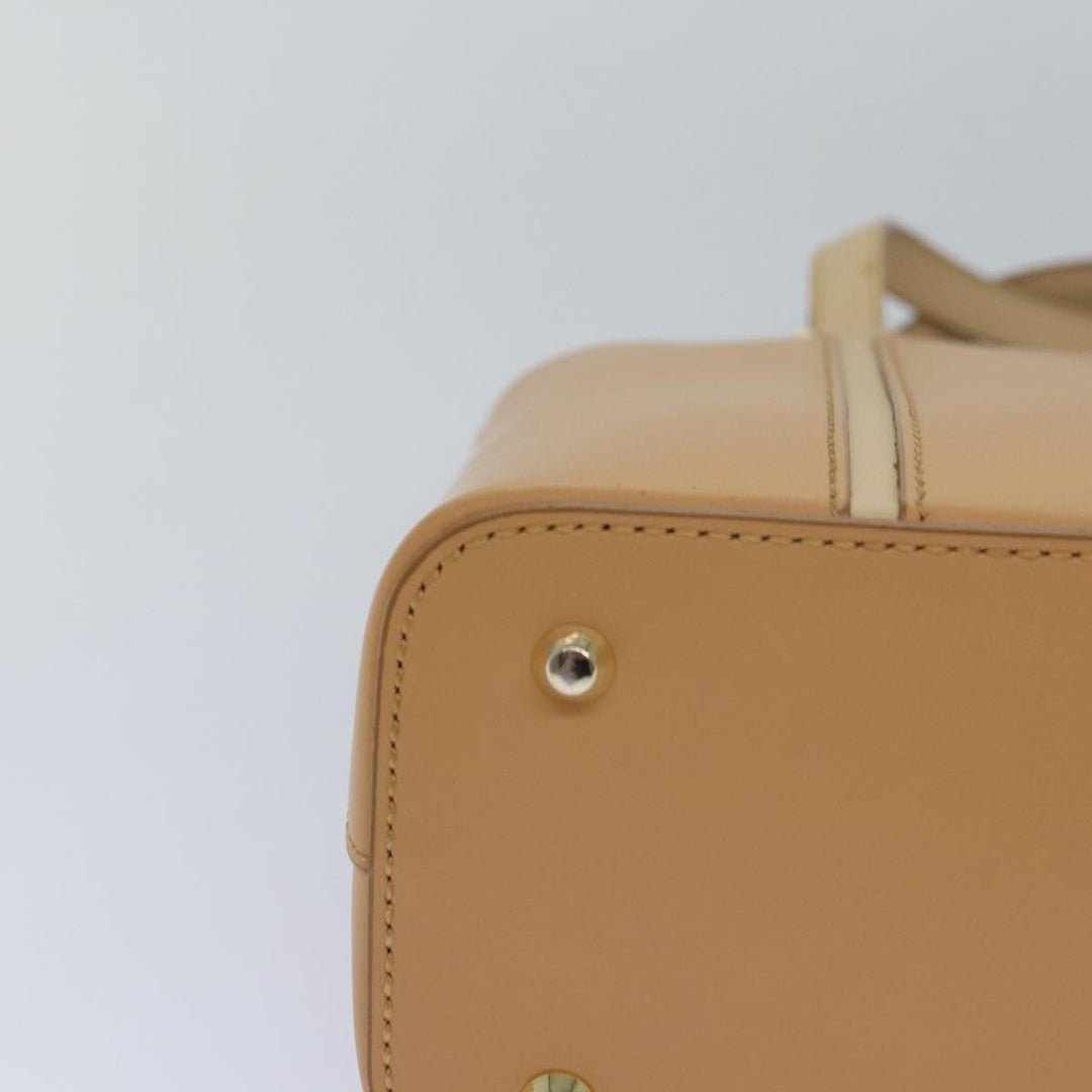 Burberry Hand Bag Leather Beige Auth bs15720