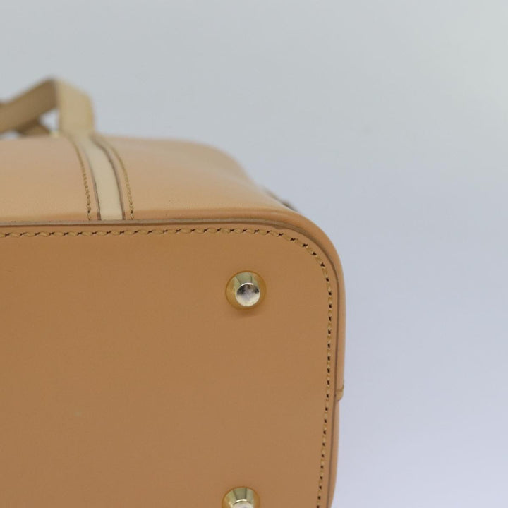 Burberry Hand Bag Leather Beige Auth bs15720