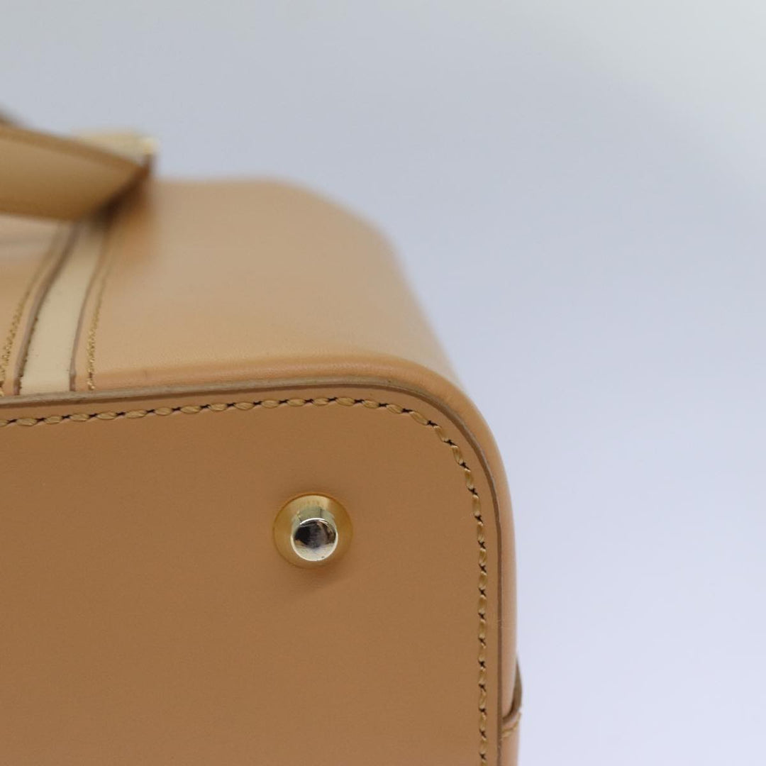 Burberry Hand Bag Leather Beige Auth bs15720