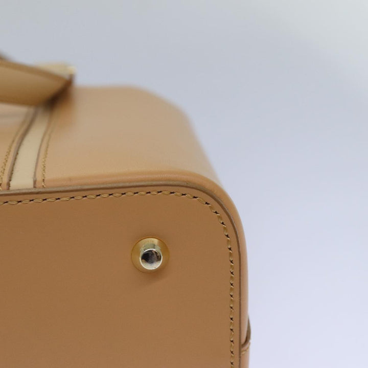 Burberry Hand Bag Leather Beige Auth bs15720