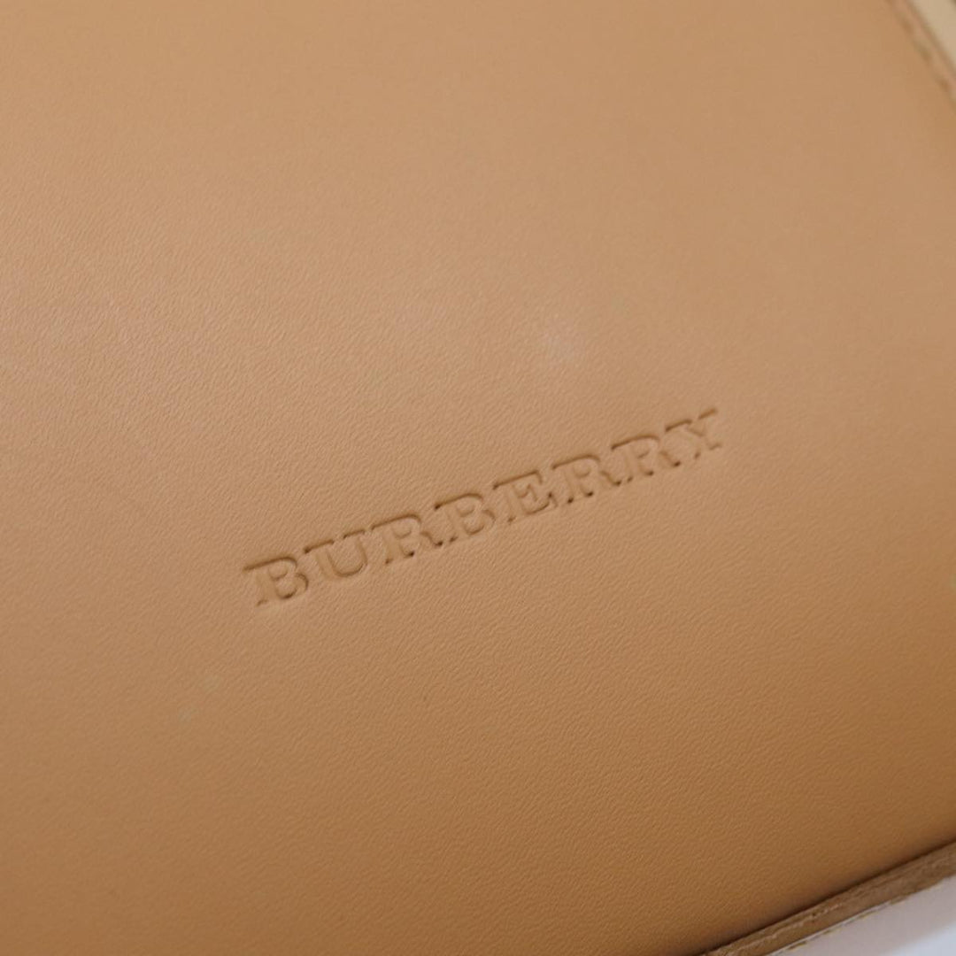 Burberry Hand Bag Leather Beige Auth bs15720