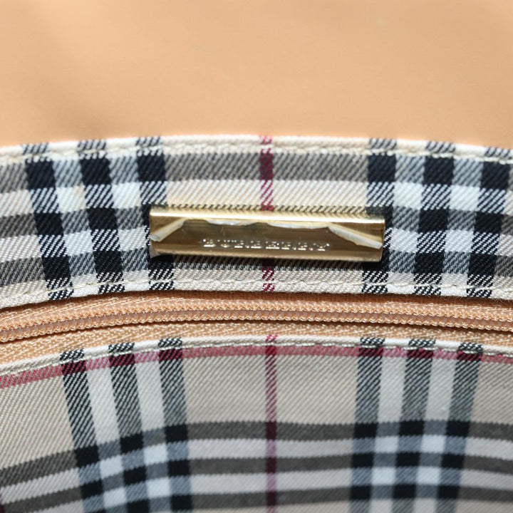 Burberry Hand Bag Leather Beige Auth bs15720
