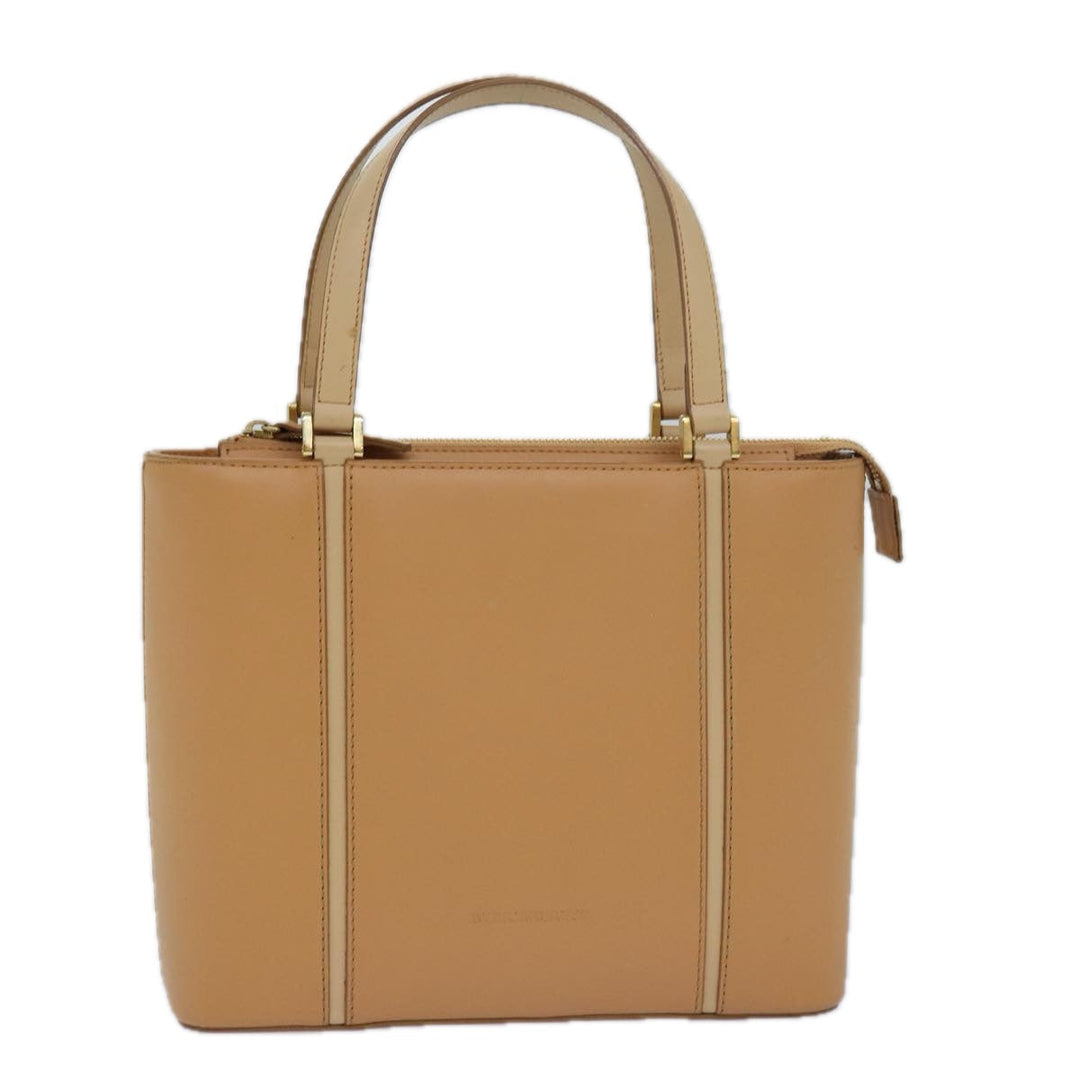 Burberry Hand Bag Leather Beige Auth bs15720