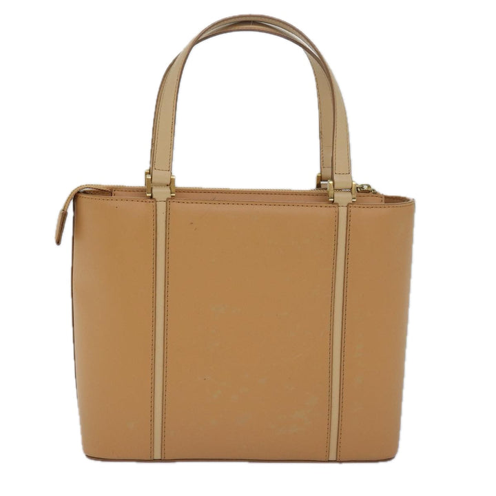 Burberry Hand Bag Leather Beige Auth bs15720