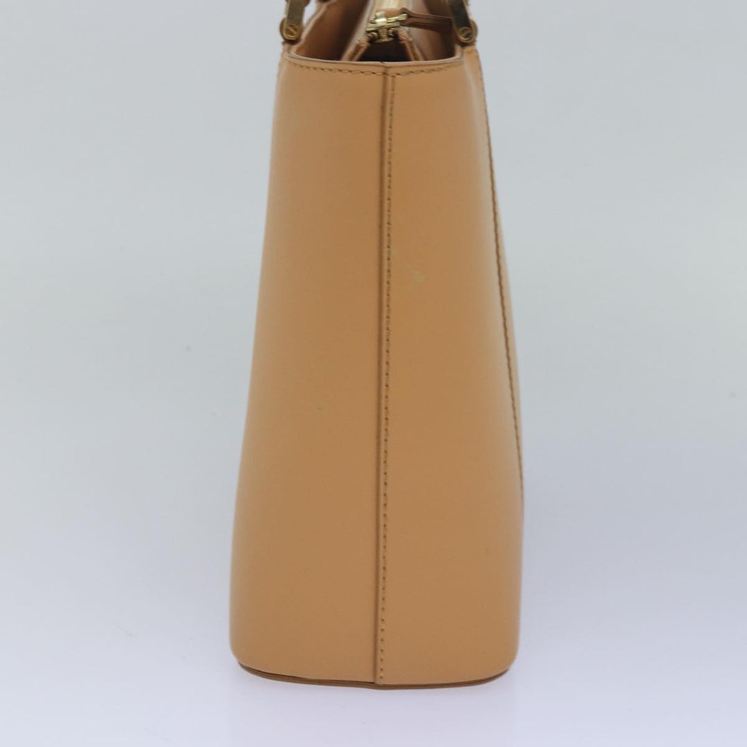 Burberry Hand Bag Leather Beige Auth bs15720