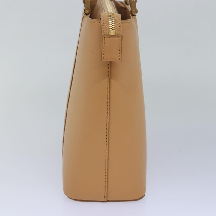 Burberry Hand Bag Leather Beige Auth bs15720