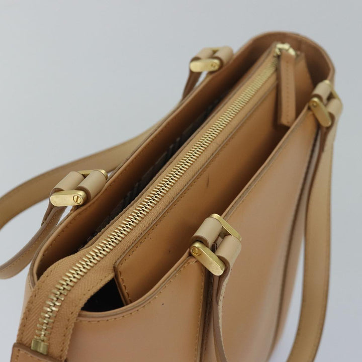 Burberry Hand Bag Leather Beige Auth bs15720