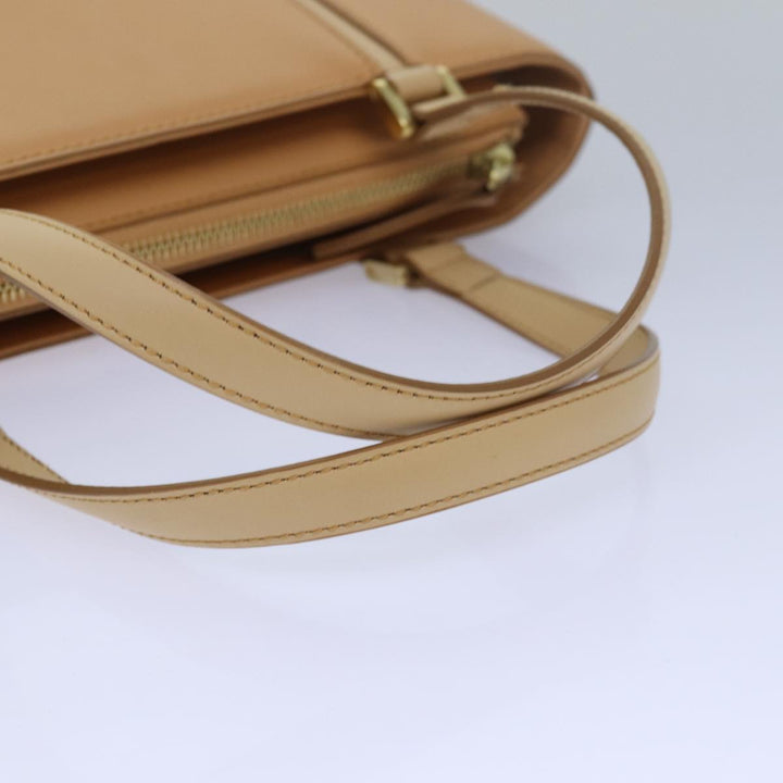 Burberry Hand Bag Leather Beige Auth bs15720