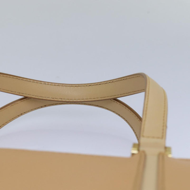 Burberry Hand Bag Leather Beige Auth bs15720