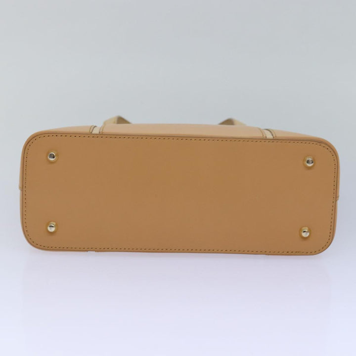 Burberry Hand Bag Leather Beige Auth bs15720