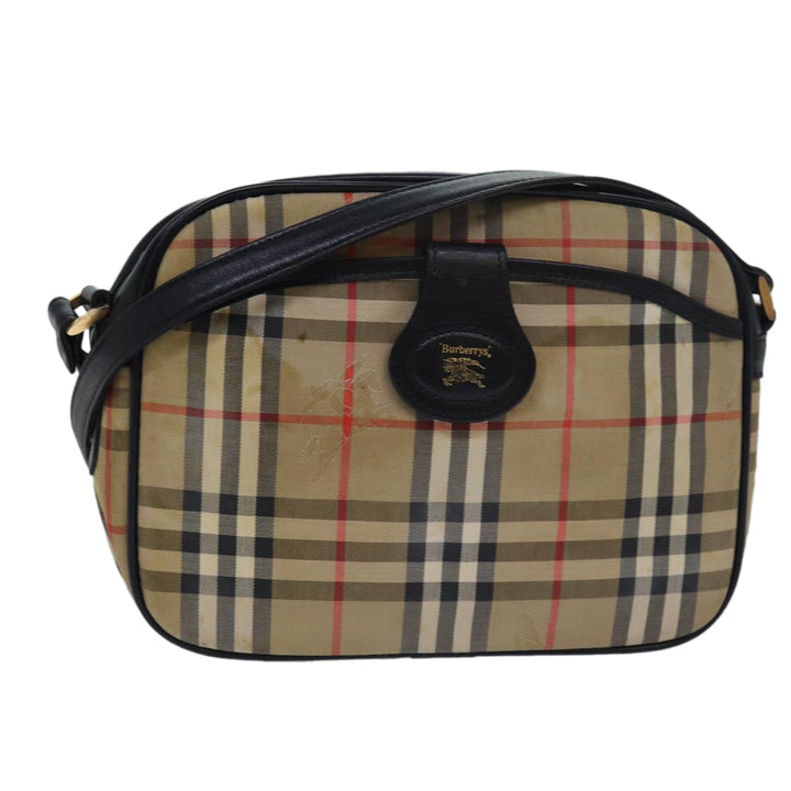 BurberrySs Nova Check Shoulder Bag Canvas Beige Black Auth bs15721