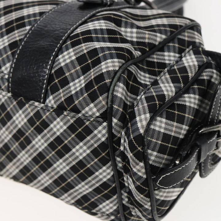 Burberry Nova Check Blue Label Hand Bag Nylon Black Auth bs15725