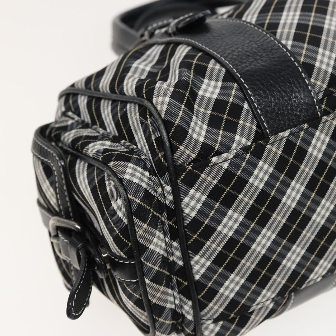 Burberry Nova Check Blue Label Hand Bag Nylon Black Auth bs15725