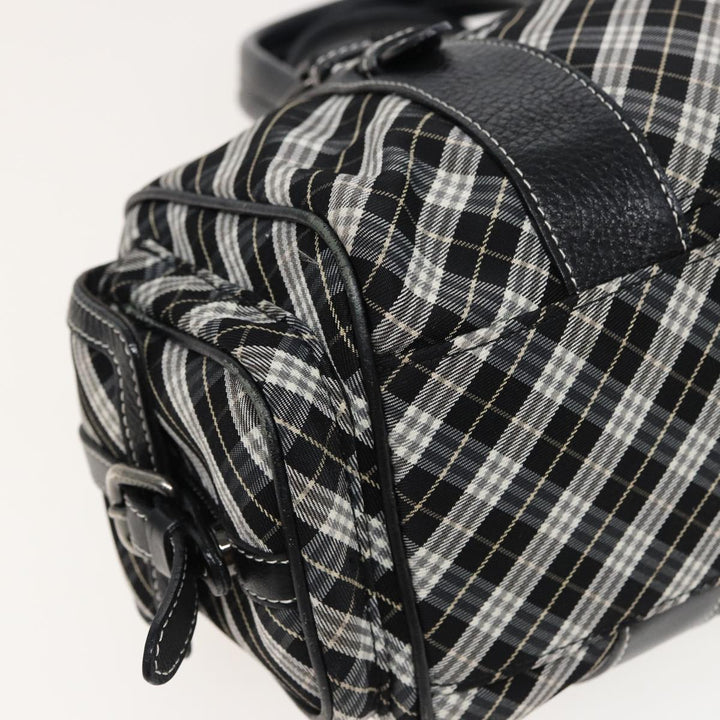 Burberry Nova Check Blue Label Hand Bag Nylon Black Auth bs15725