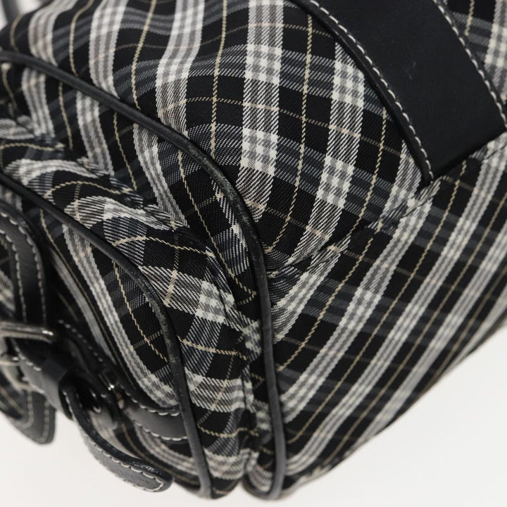 Burberry Nova Check Blue Label Hand Bag Nylon Black Auth bs15725
