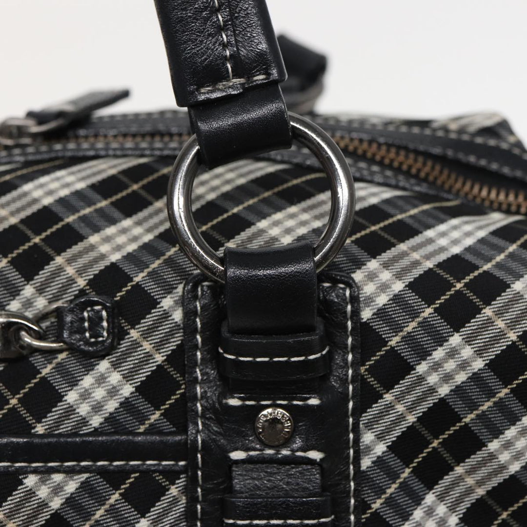Burberry Nova Check Blue Label Hand Bag Nylon Black Auth bs15725