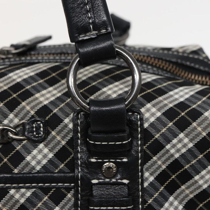 Burberry Nova Check Blue Label Hand Bag Nylon Black Auth bs15725