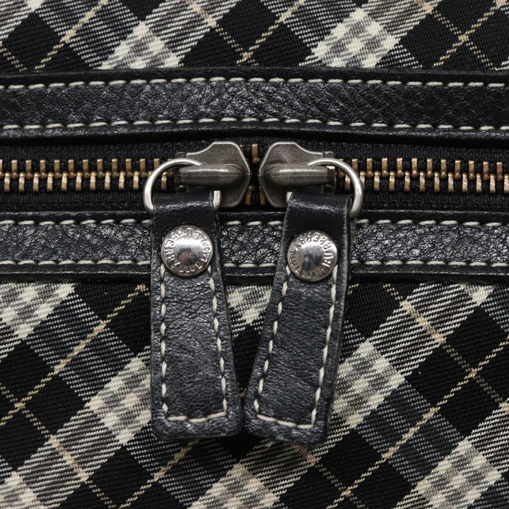 Burberry Nova Check Blue Label Hand Bag Nylon Black Auth bs15725
