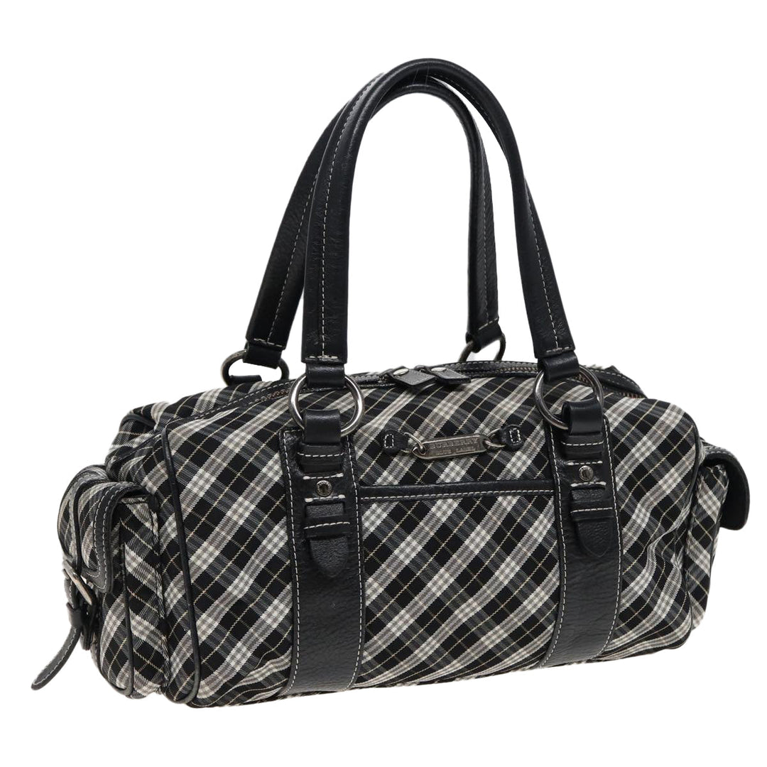 Burberry Nova Check Blue Label Hand Bag Nylon Black Auth bs15725