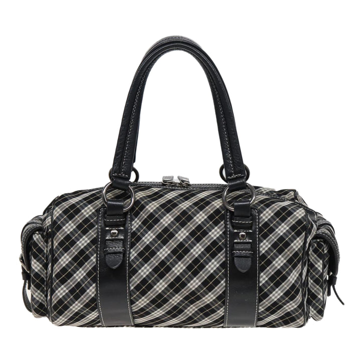 Burberry Nova Check Blue Label Hand Bag Nylon Black Auth bs15725