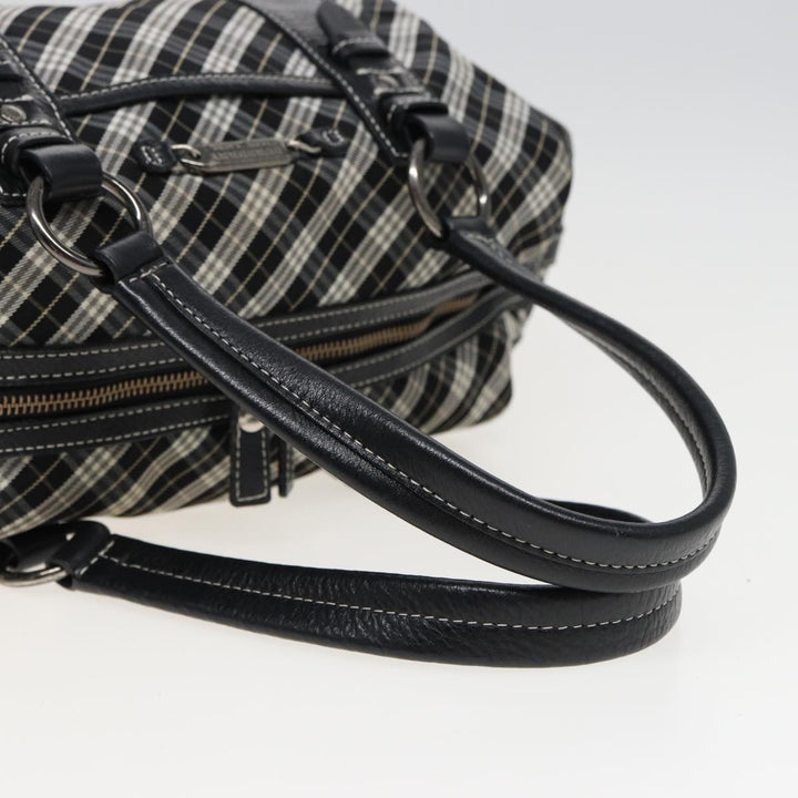 Burberry Nova Check Blue Label Hand Bag Nylon Black Auth bs15725