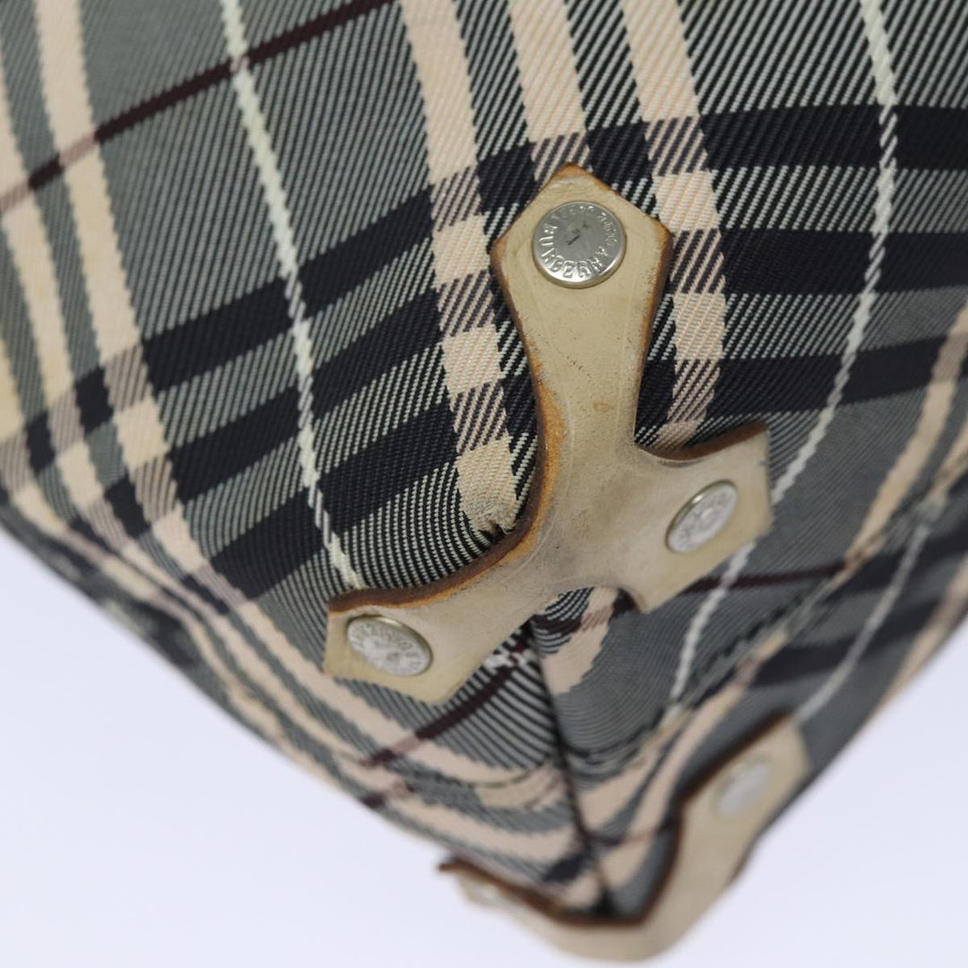 Top Quality Burberry Nova Check Blue Label Tote Bag Canvas Beige Navy Auth bs15727