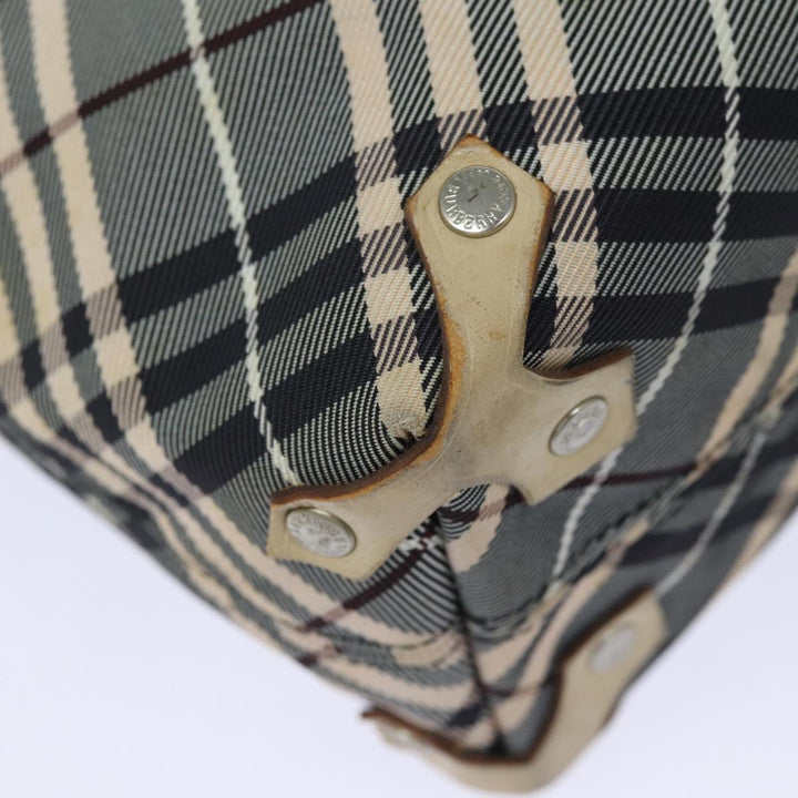 Top Quality Burberry Nova Check Blue Label Tote Bag Canvas Beige Navy Auth bs15727
