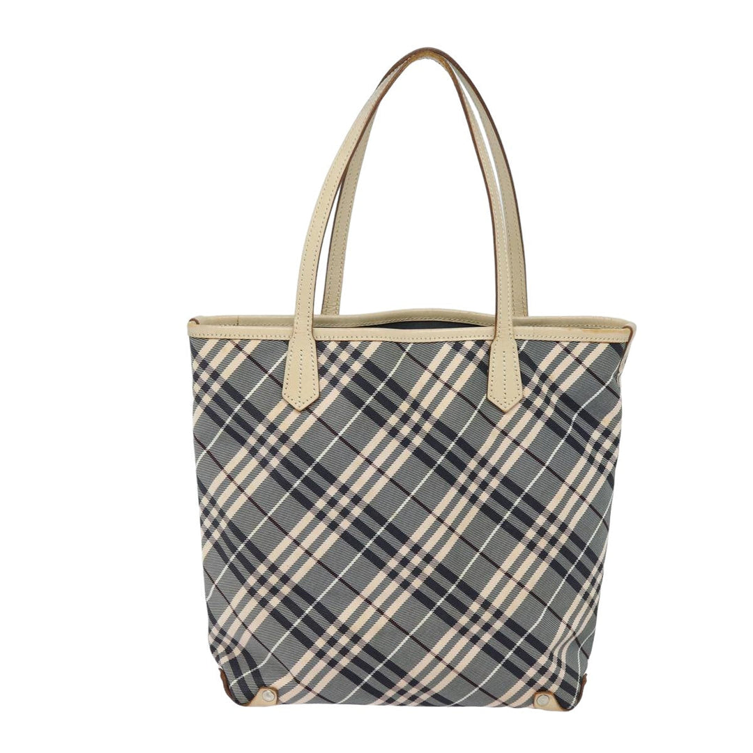 Burberry Nova Check Blue Label Tote Bag Canvas Beige Navy Auth bs15727
