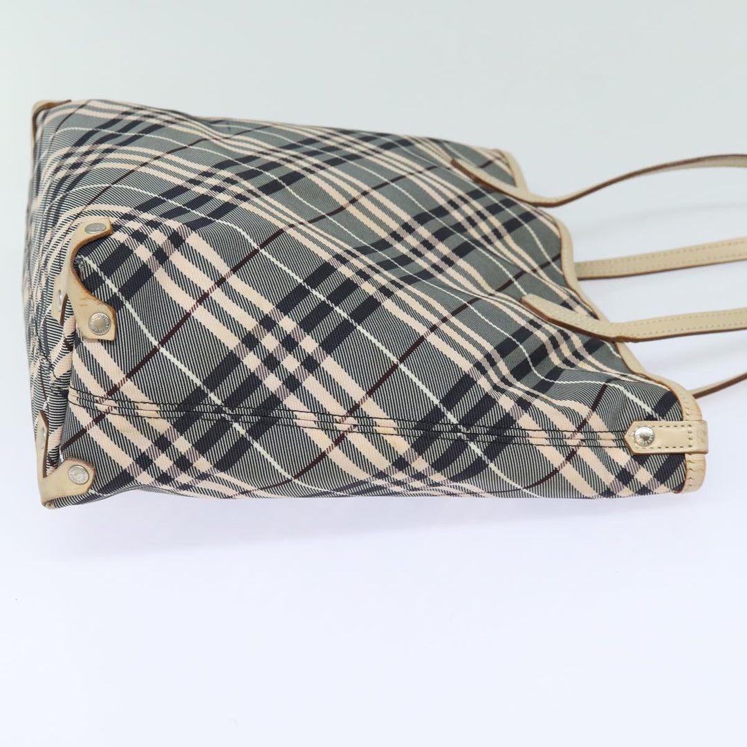 Burberry Nova Check Blue Label Tote Bag Canvas Beige Navy Auth bs15727