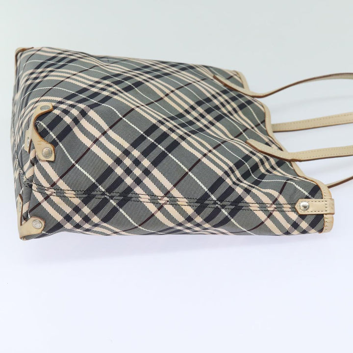 Burberry Nova Check Blue Label Tote Bag Canvas Beige Navy Auth bs15727