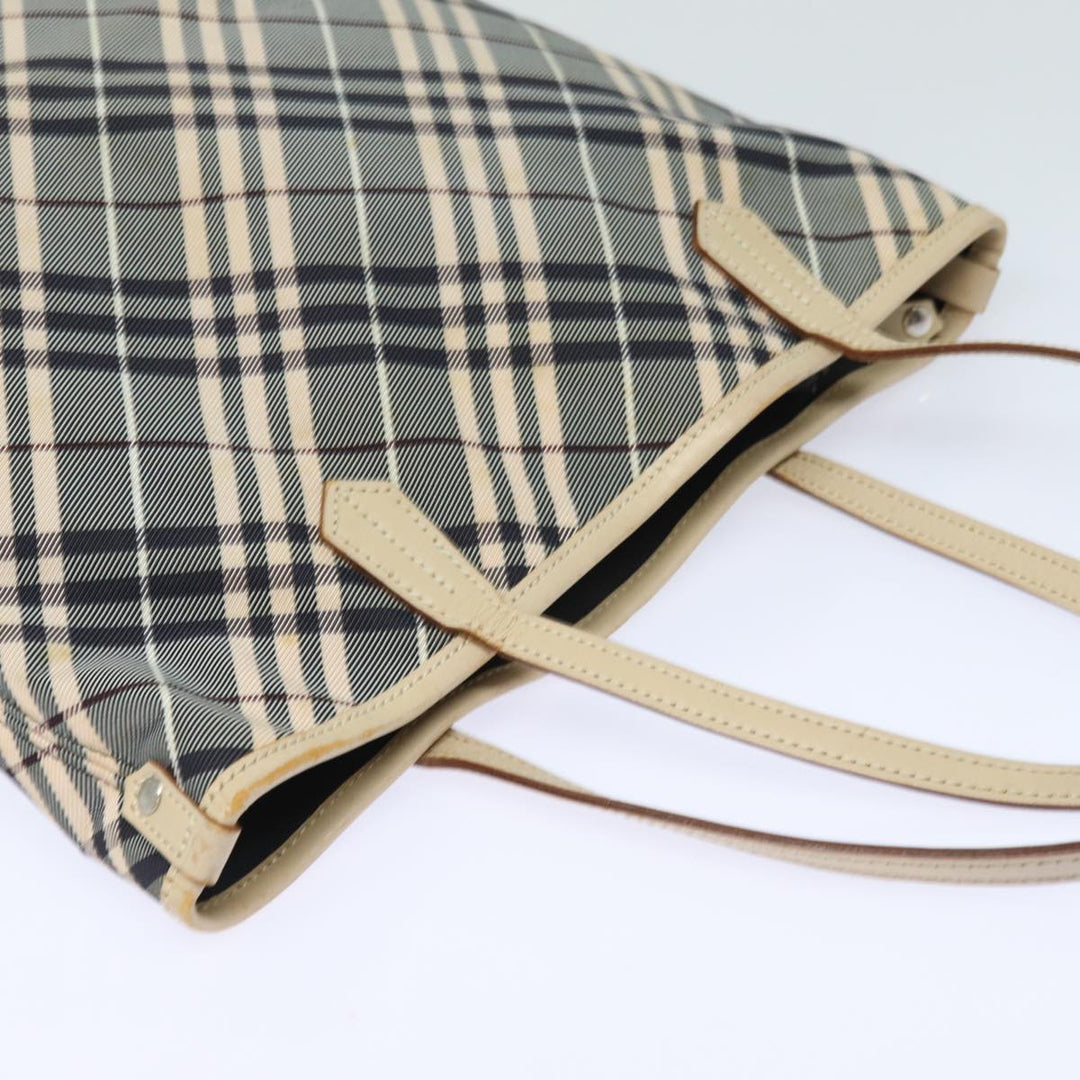 Burberry Nova Check Blue Label Tote Bag Canvas Beige Navy Auth bs15727