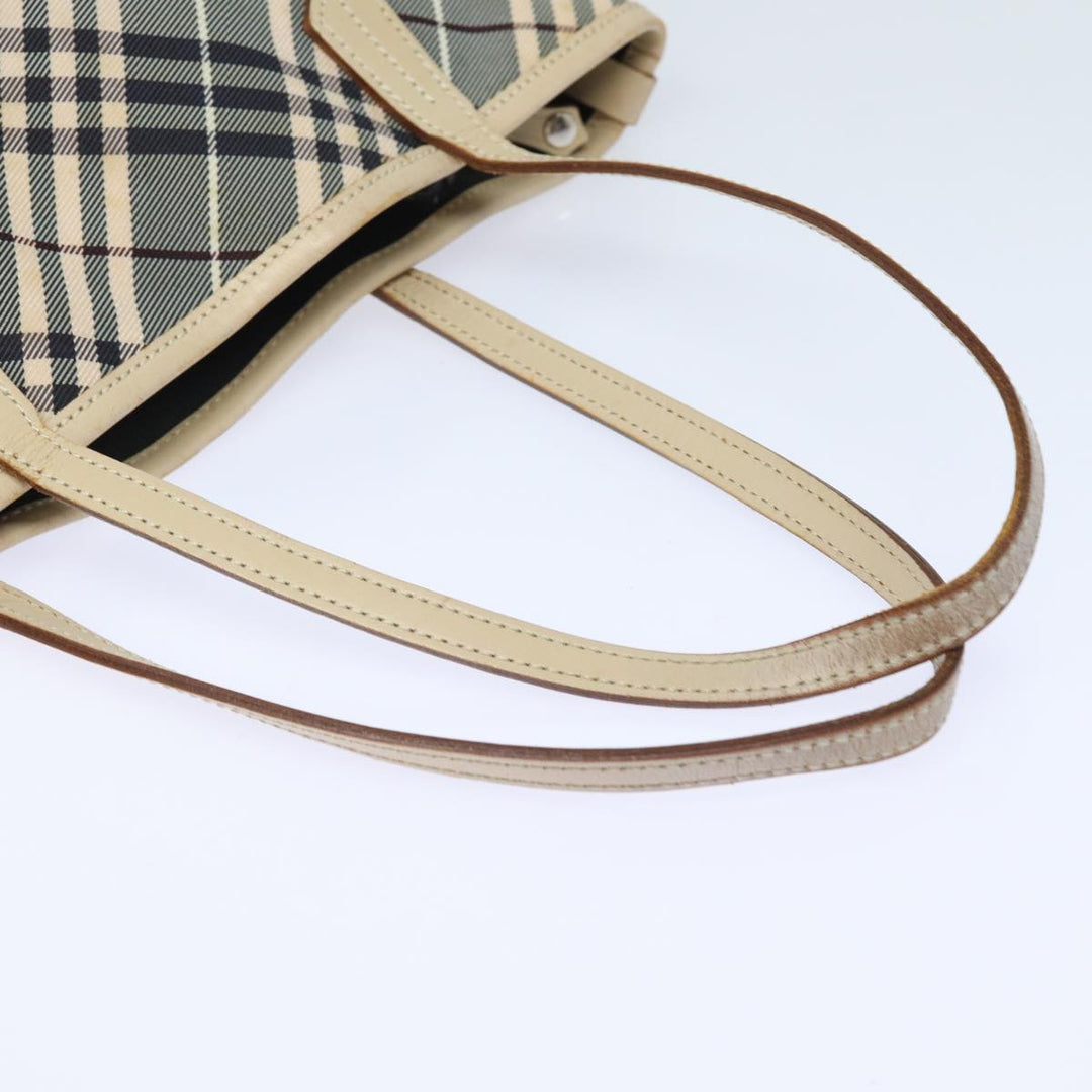 Burberry Nova Check Blue Label Tote Bag Canvas Beige Navy Auth bs15727