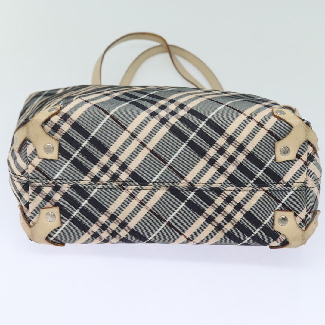 Burberry Nova Check Blue Label Tote Bag Canvas Beige Navy Auth bs15727