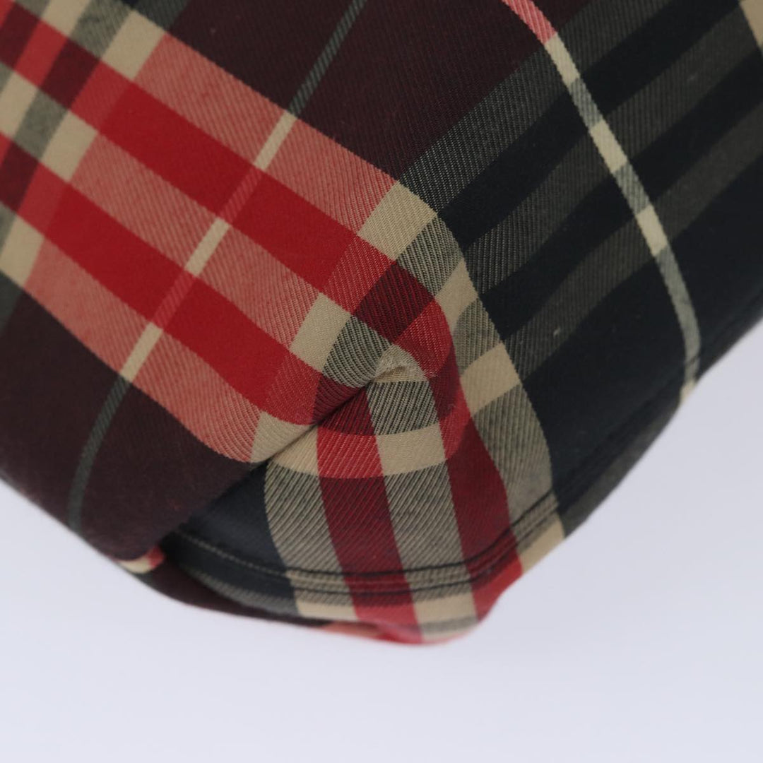 Burberry Nova Check Hand Bag Canvas Red Black Auth bs15729