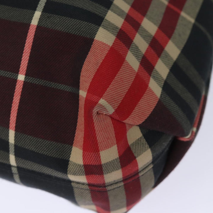 Burberry Nova Check Hand Bag Canvas Red Black Auth bs15729