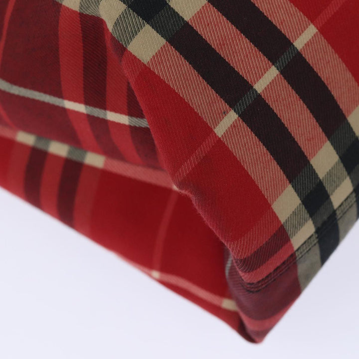 Burberry Nova Check Hand Bag Canvas Red Black Auth bs15729
