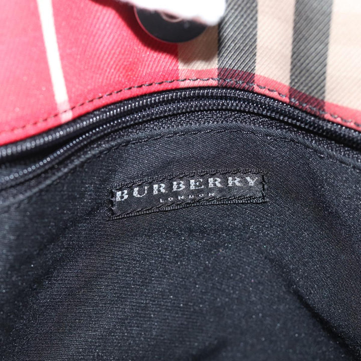 Burberry Nova Check Hand Bag Canvas Red Black Auth bs15729