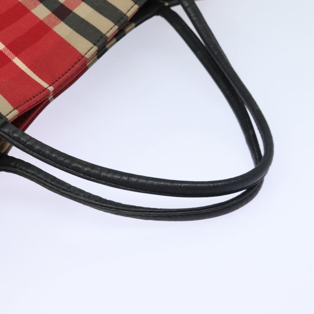 Burberry Nova Check Hand Bag Canvas Red Black Auth bs15729