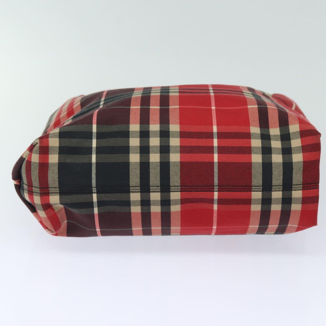 Burberry Nova Check Hand Bag Canvas Red Black Auth bs15729