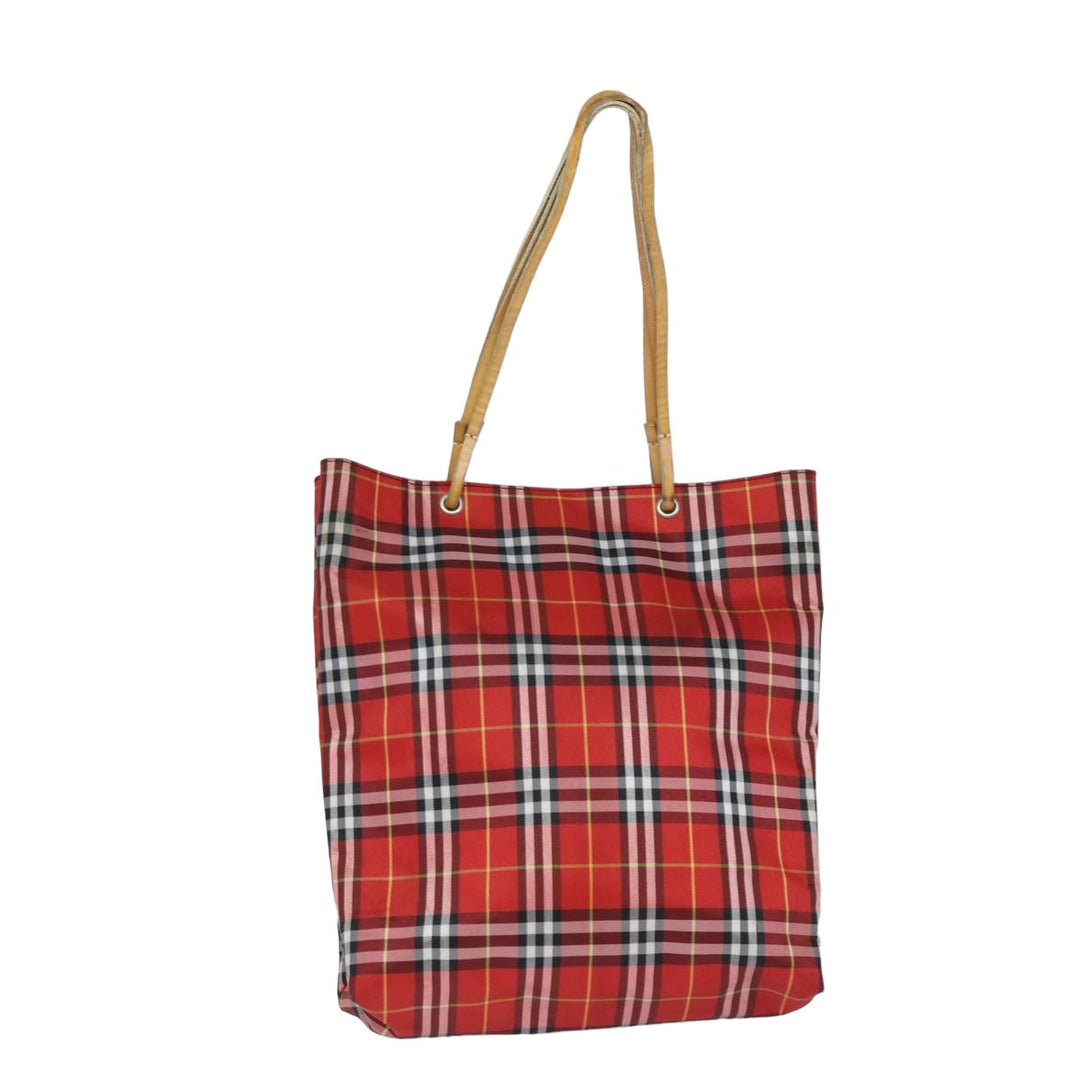 Burberry Nova Check Tote Bag Canvas Red Auth bs15730