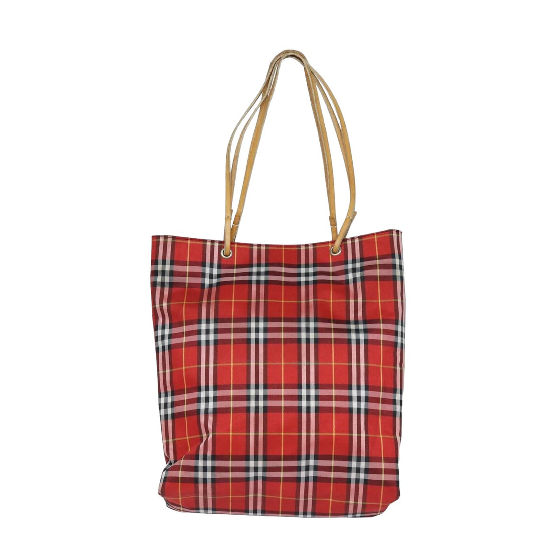 Burberry Nova Check Tote Bag Canvas Red Auth bs15730