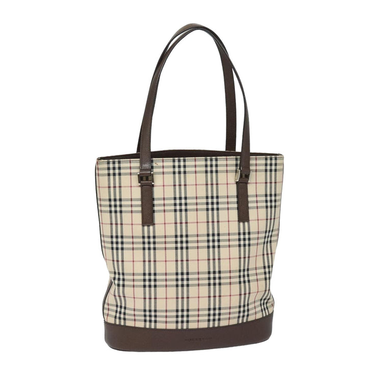 Burberry Nova Check Tote Bag Canvas Beige Auth bs15736