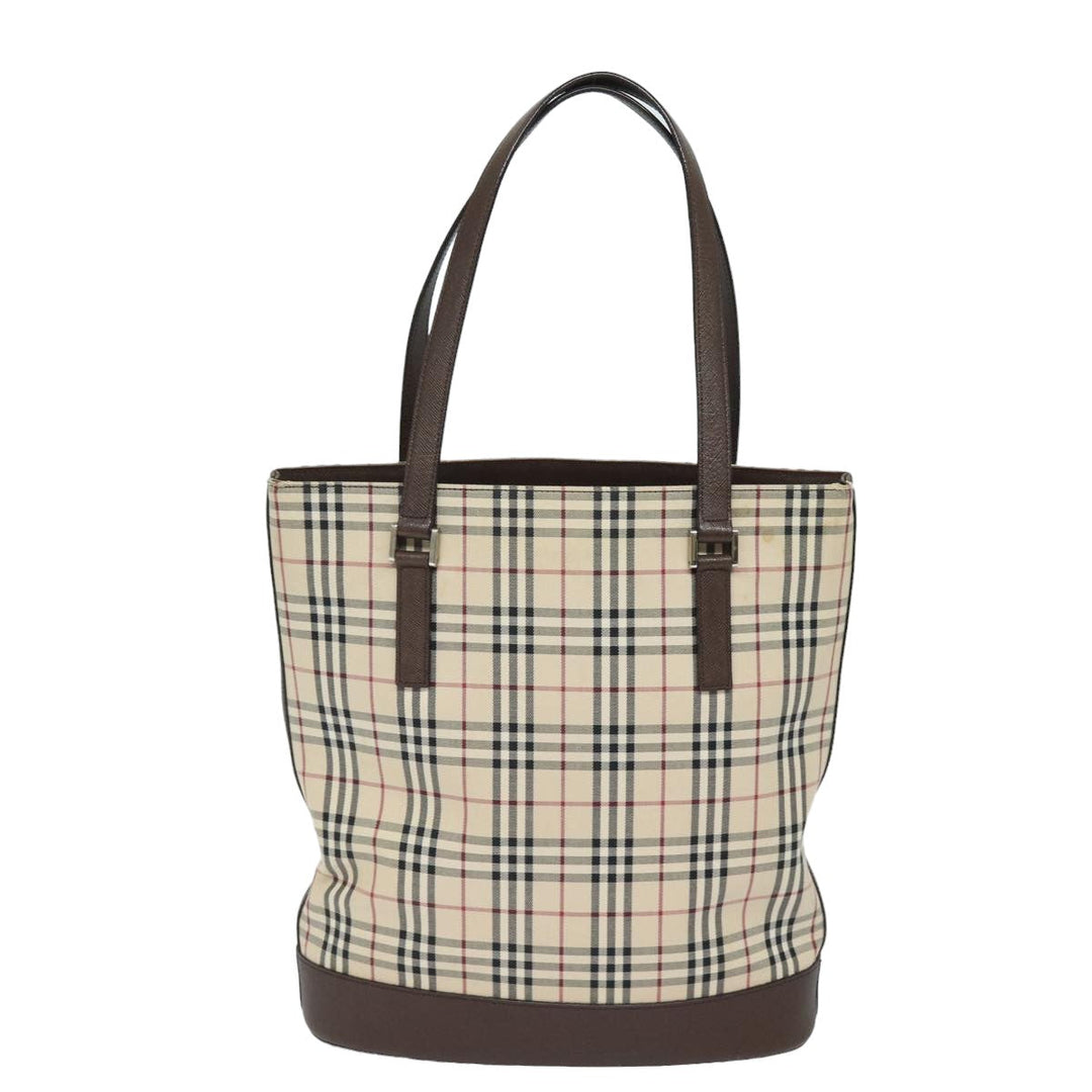 Burberry Nova Check Tote Bag Canvas Beige Auth bs15736