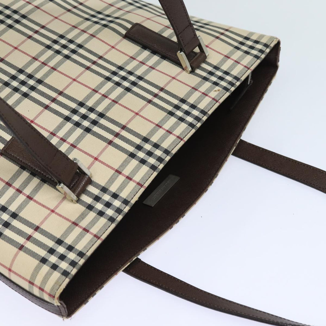 Burberry Nova Check Tote Bag Canvas Beige Auth bs15736