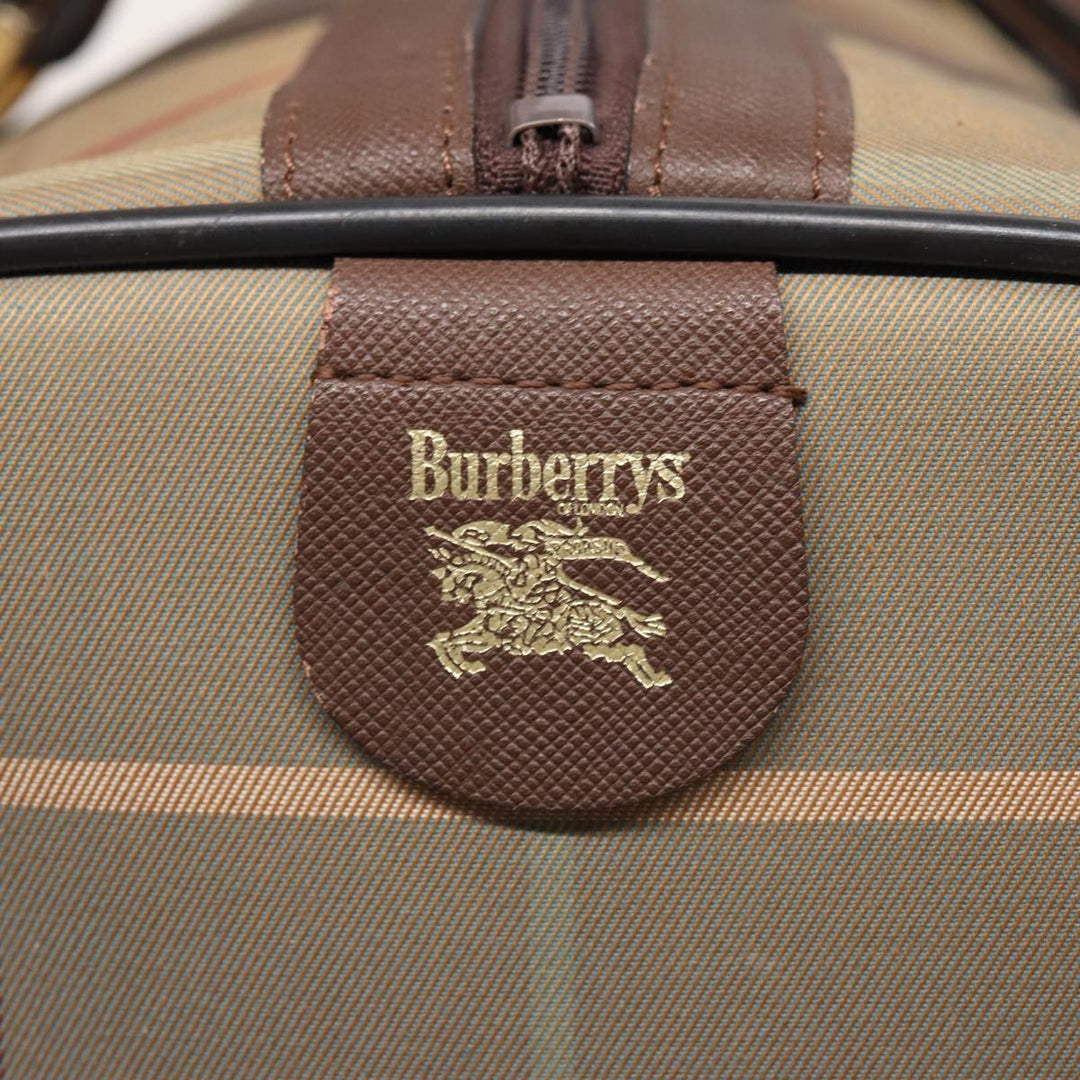 BurberrySs Nova Check Boston Bag Canvas Beige Auth bs15740